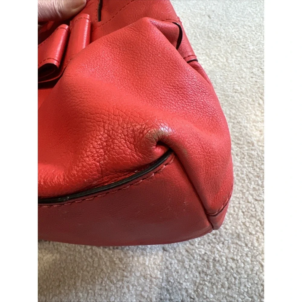 Kate Spade Elena‎ Villabella Orange Red Shoulder Bag Leather Handbag Bow Satchel